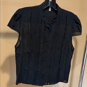 Alice + Olivia Black Blouse with Button Detail